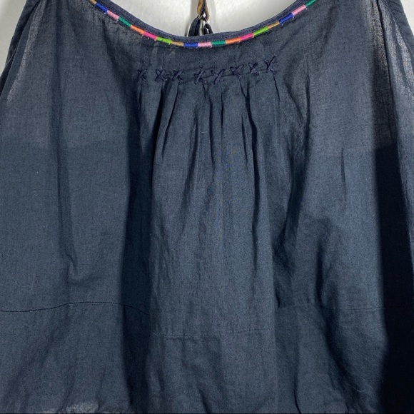 American Eagle Festival Boho Cropped Tank Top w Faux Leather Straps Black XS / S - Picture 3 of 8